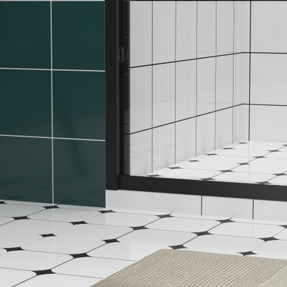 44-48"x76" Aluminum Frame Double Sliding Shower Door,Bypass Bathroom Sliding Door with Premium 1/4" (6mm) Clear Tempered Glass, Black Hardware Sliding Glass Shower Enclosure,Matte Black Finished