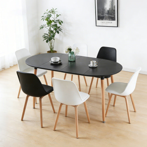 Extendable Multi-Purpose Table, Black MDF Top & Metal Wood Leg Dining Office Coffee Table 100-180cm