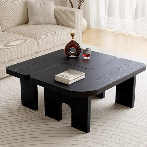 Modern Black Wooden Nesting Coffee Table, 70.86inch  Extendable Splicing Center Table