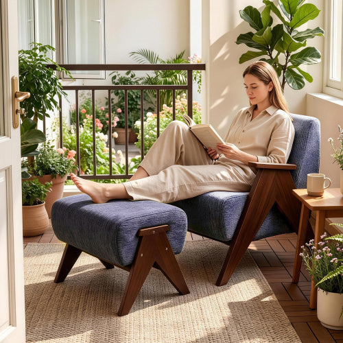 Chenille Upholstered Bench with Solid Wood Legs, Entryway Ottoman