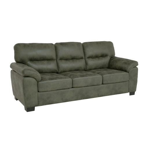81 inch  Olive-Green 3-Seater Retro Foil-Fabric Sofa,Padded Armrests,Black Triangle Legs