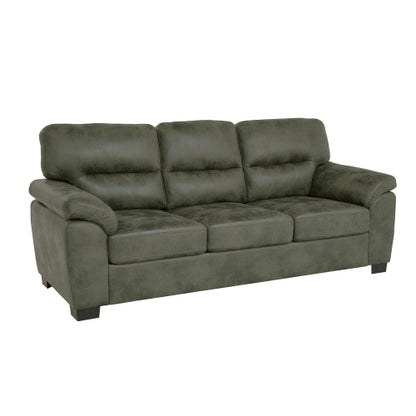 81 inch  Olive-Green 3-Seater Retro Foil-Fabric Sofa,Padded Armrests,Black Triangle Legs