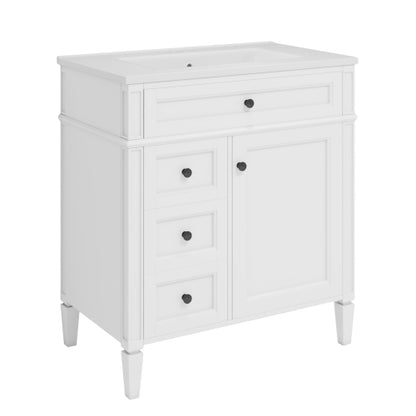 30'' Bathroom Vanity with Top Sink, Modern Bathroom Storage Cabinet with 2 Drawers and a Tip-out Drawer, Single Sink Bathroom Vanity