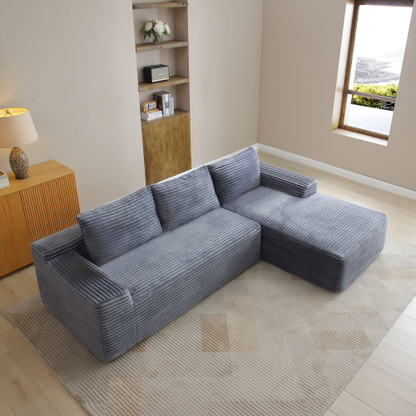 97'' Modular Sectional Sofa, Cloud Sectional Couch with Deep Seat, Modern Modular L-Shape Sofa Couch with Chaise,Upholstered Couches for Living Room Bedroom,No Assembly, Grey