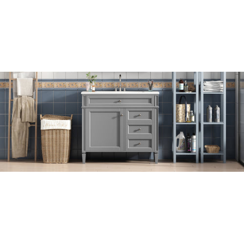 36'' Bathroom Vanity with Top Sink, Modern Bathroom Storage Cabinet with 2 Drawers and a Tip-out Drawer, Single Sink Bathroom Vanity