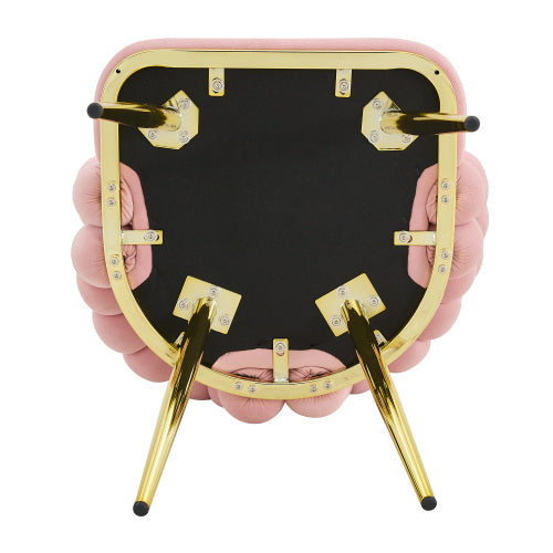 2 Piece Contemporary Velvet Dining Chairs, Bubble Back Accent Chairs with Gold Tapered Metal Legs