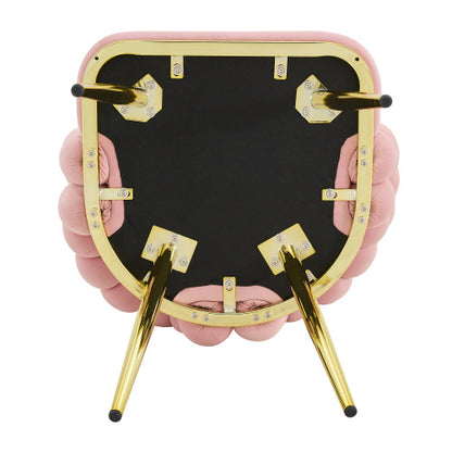 2 Piece Contemporary Velvet Dining Chairs, Bubble Back Accent Chairs with Gold Tapered Metal Legs