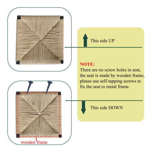 Honey Bar Stools Set of 2 Paper Rope Weave Dining Chairs with Back Hand Weave Stools for Kichen Island, Bar & Counter (Honey)
