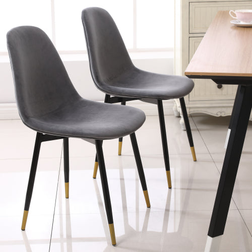 5-Piece Contemporary White Round Dining Set, MDF Table & 4 Velvet Chairs