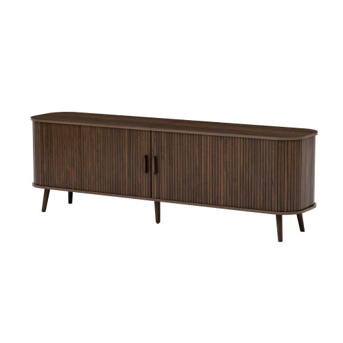 70 inch Modern TV Stand for TVs Up to 80 inch, Wood Grain Media Console with Solid Wood Legs
