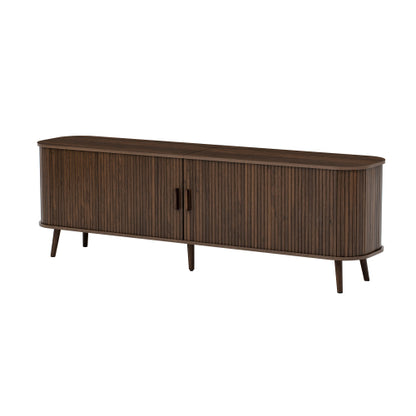 70 inch Modern TV Stand for TVs Up to 80 inch, Wood Grain Media Console with Solid Wood Legs