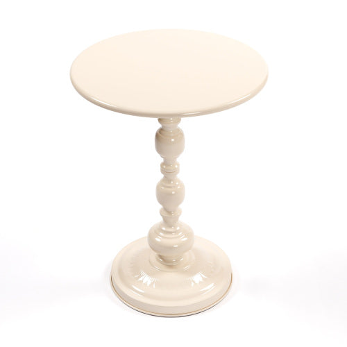 15.7inch  Round Vintage Metal Side Table, Frost Black Ironwork Accent Table, Indoor & Outdoor Use