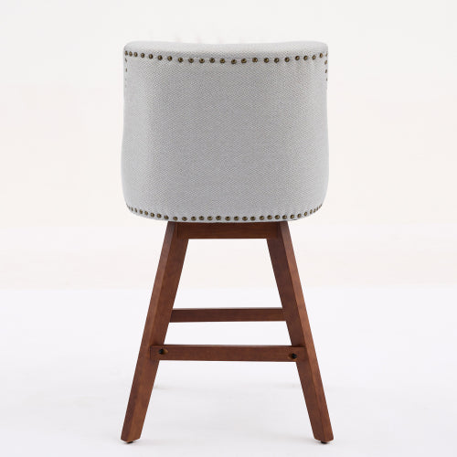 Counter Height Swivel Barstools, 26inch  H Seat Height Upholstered Bar Stools Set of 2, Fabric in Ivory