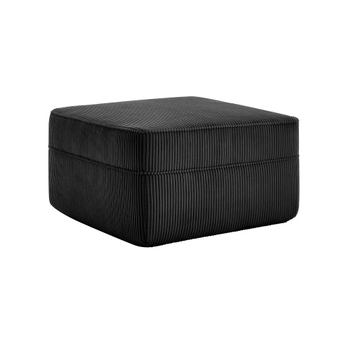 Corduroy Ottoman Black Modular Accent Ottoman with Plush Fabric and Comfortable Seating