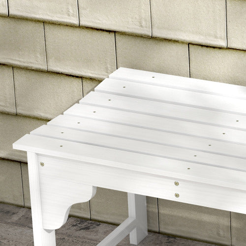 Wooden Garden Bench, Outdoor Park Bench with Slatted Seat, Backless Front Porch Bench with Curved Seat for Conservatory, Garden, Poolside, Deck, White