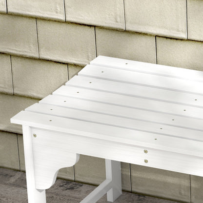 Wooden Garden Bench, Outdoor Park Bench with Slatted Seat, Backless Front Porch Bench with Curved Seat for Conservatory, Garden, Poolside, Deck, White