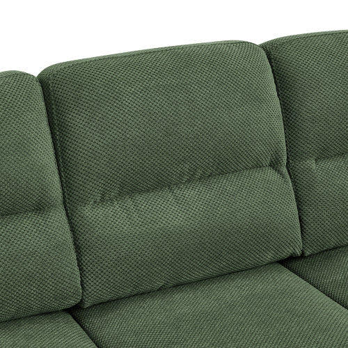 Green Modern 3-Seater Upholstered Sofa,Textured Fabric,Solid Wood Frame