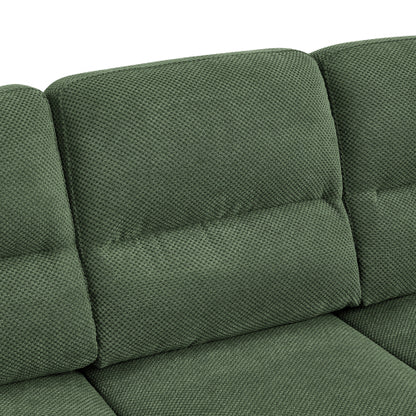 Green Modern 3-Seater Upholstered Sofa,Textured Fabric,Solid Wood Frame