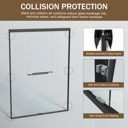 44-48 in. W x 72 in. H Double Sliding Shower Door, Semi-frameless Bypass Bathroom Sliding Door with 1/4" (6mm) Tempered Glass for Walk-in Shower, Matte Black 24D03-48MBX