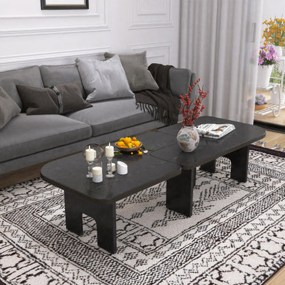 Modern Black Wooden Nesting Coffee Table, 70.86inch  Extendable Splicing Center Table