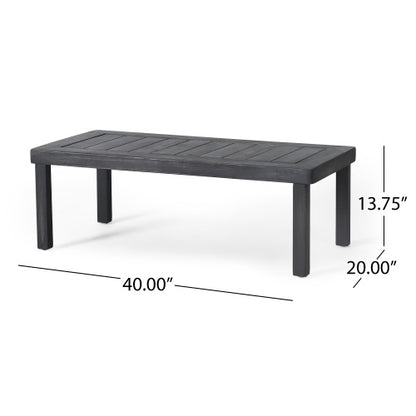 Acacia Wood Outdoor Loveseat and Coffee Table Set with Cushions, Dark Gray