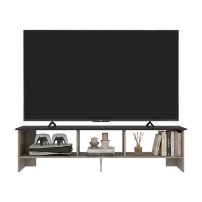 White Natural Wood Modern TV Stand with Multi Open Shelves for 60 Inch TV Media Console