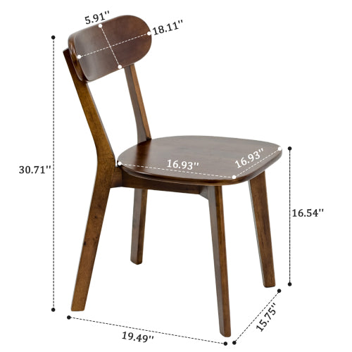 Solid Wood Dining Chairs with Curved Backs and Adjustable Feet, Set of 2, Walnut