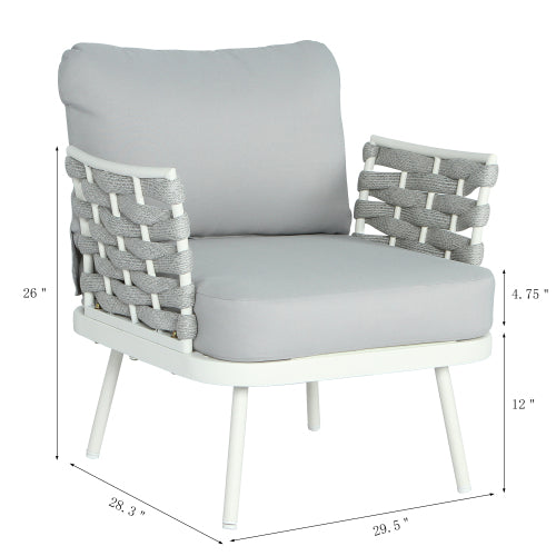 Mariano Steel Club Chair Set of 2, Off White+Grey