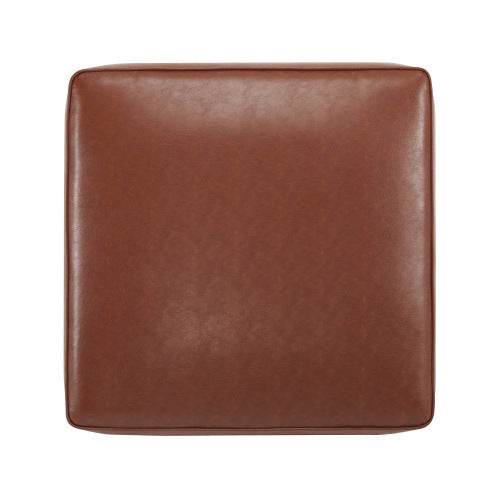29.5 inch Square Brown PU Leather Ottoman, Modular Upholstered Foot Stool with Pocket Coil Spring & Wood Frame