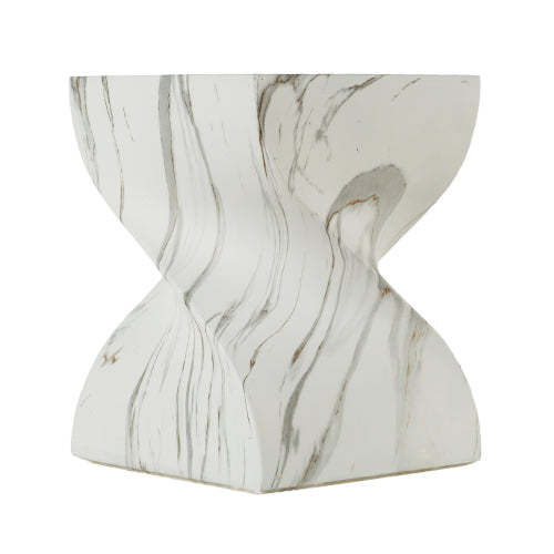 Cement Outdoor End Tables for Patio, GardenAccent Table Faux Terrazzo Accent Table, Modern Small Round Side Tablefor Outside, Tree Stump Garden Stool DrumTable indoor and Outdoor