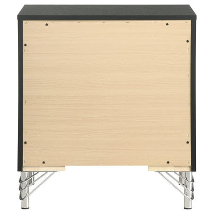 Black Modern Glam 2-Drawer Nightstand with Chrome & Acrylic