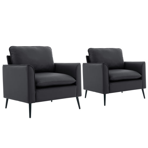 TS Cat paw leather upholstered sofa 2PC black,Nordic retro light luxury living room balcony bedroom single casual sofa chair
