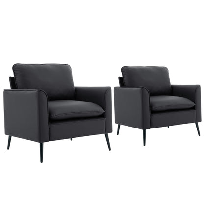 TS Cat paw leather upholstered sofa 2PC black,Nordic retro light luxury living room balcony bedroom single casual sofa chair