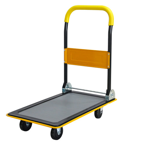 Flatbed Cart, 330lbs Heavy Duty Capacity Platform Hand Truck 360 Degree Swivel Wheels Foldable Push Hand Cart for Loading and Storage
