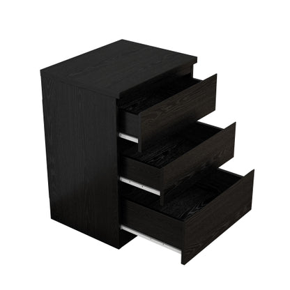19.7 Inch Black Handle-Free Nightstand, 3 Drawers Thickened Top Plate Modern Side Table