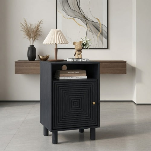 Set of 2 Black Nightstands with Charging Station, 15.7inch¡Á15.7inch¡Á24.4inchH