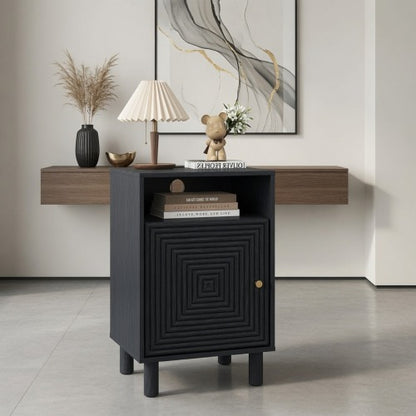 Set of 2 Black Nightstands with Charging Station, 15.7inch¡Á15.7inch¡Á24.4inchH