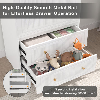 Armoire Wardrobe Closet, Wooden Cloth Storage Organizer with 2 Storage Drawers and Removable Hanging Rods, White