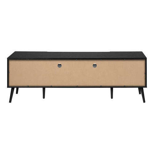 Black 72 inch Mid Century TV Stand with Drawer and Cabinets