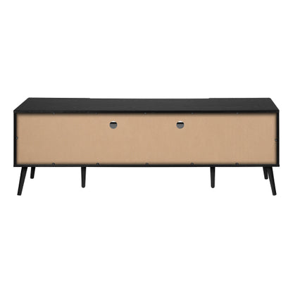 Black 72 inch Mid Century TV Stand with Drawer and Cabinets