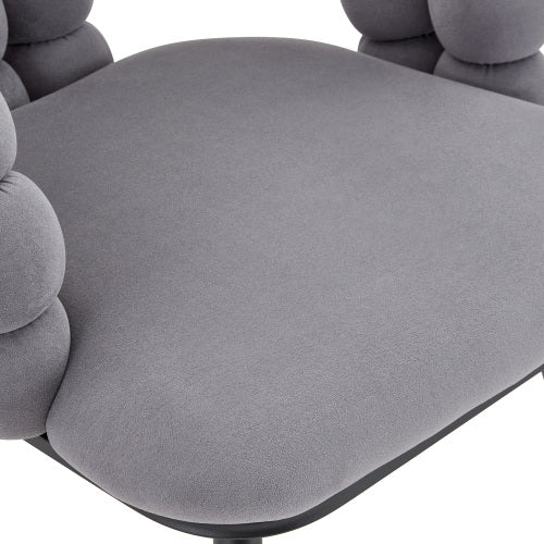 2 Pack Grey Bubble Pebble Tufted Dining Chairs, Velvet Accent Chairs with Matte Black Metal Legs