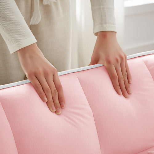 Pink 3-In-1 Convertible Sleeper Chair Bed with USB & Type-C Port