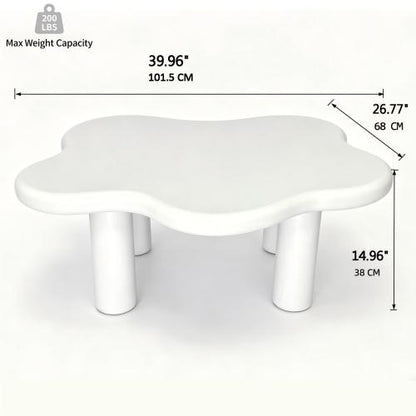 40 Inch White Cloud Coffee Table Modern MDF Living Room Center Table