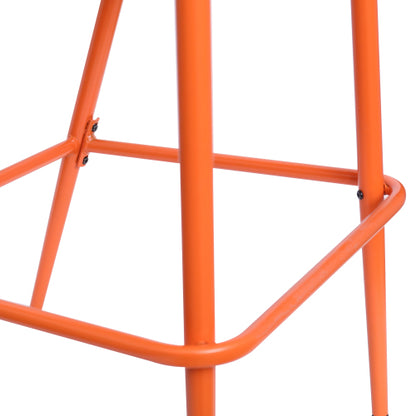 Outdoor 29" Seat Height Aluminum Frame Barstools with Rope-woven Scallop-shaped Backrest, Set of 2, Orange