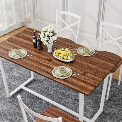 6-Piece Dining Table Set with Bench and 4 Chairs for Kitchen