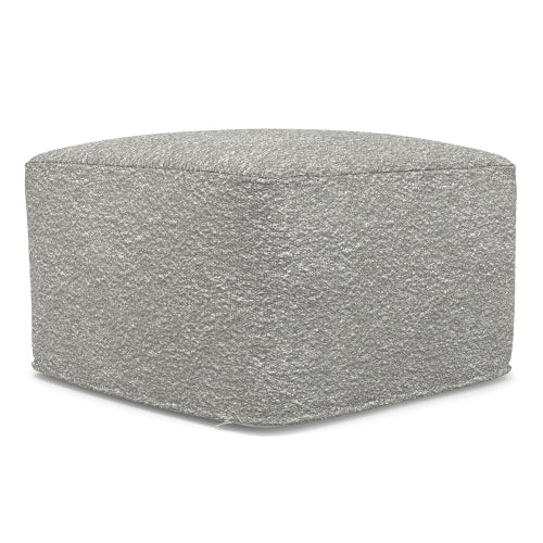 24 Inch Square Boucle Ottoman Pouf Footrest Accent Seat for Living Room Bedroom