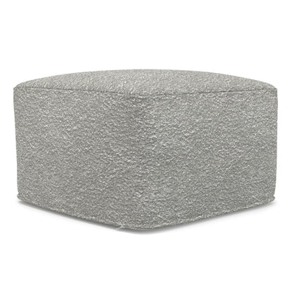 24 Inch Square Boucle Ottoman Pouf Footrest Accent Seat for Living Room Bedroom