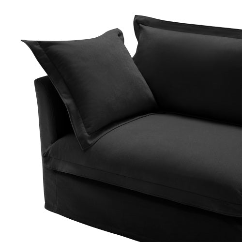Black Chenille Modular Ottoman, High Density Foam Footrest Seat with Removable Cleanable Fabric Cover