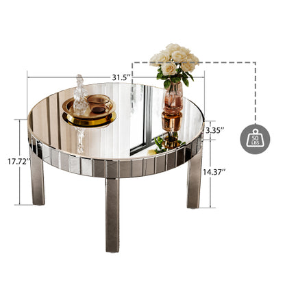 31.5 Inch Round Fluted Mirror Coffee Table