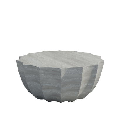 35.43" Modern Outdoor and Indoor Waterproof Coffee Table, Durable MgO Cement Design, Suitable for Terraces, Gardens, Backyards and Living Rooms (Marble white)